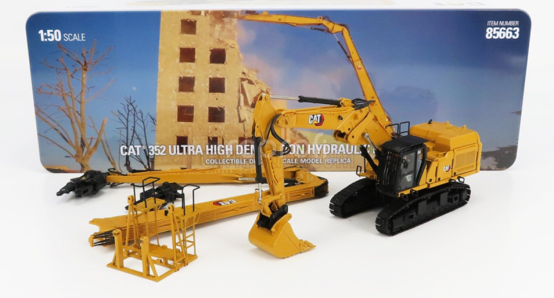 Dm-models Caterpillar Cat352 Escavatore Cingolato - Ultra High Demolition Hydraulic Excavator 1:50 Yellow Black