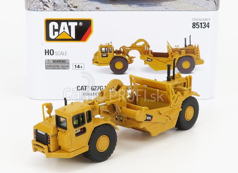 Dm-models Caterpillar Cat627g Ruspa Gommata - kolesový traktor so škrabákom 1:87 žltá čierna