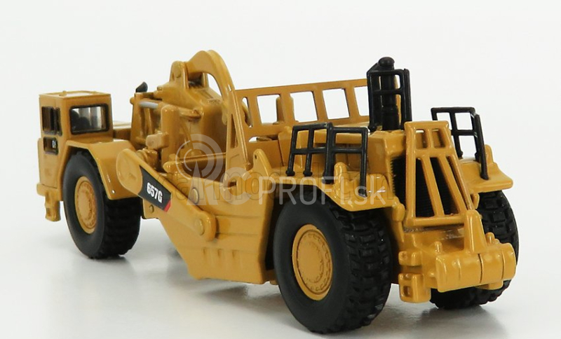 Dm-models Caterpillar Cat657g Ruspa Gommata - kolesový traktor so škrabákom 1:125 žltá čierna