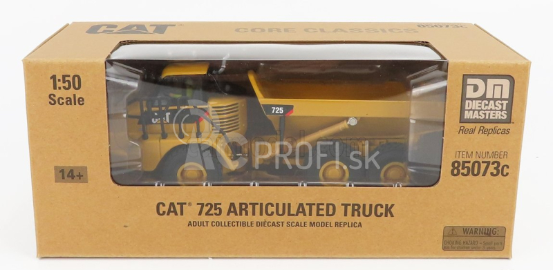 Dm-models Caterpillar Cat725 Cassone Ribaltabile Cava 3-assi - kĺbový nákladný automobil 1:50 žltá čierna