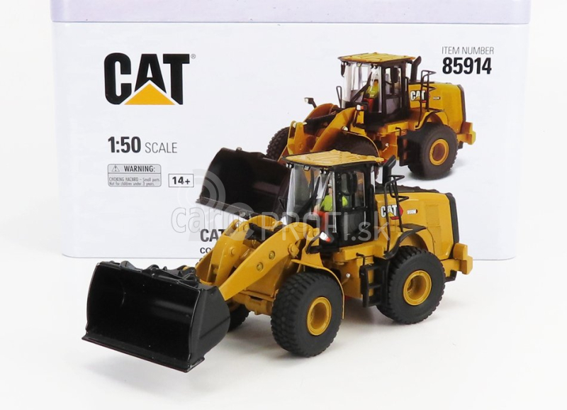 Dm-models Caterpillar Cat950m Ruspa Gommata - škrabací traktor - kolesový nakladač 1:50 žltá čierna