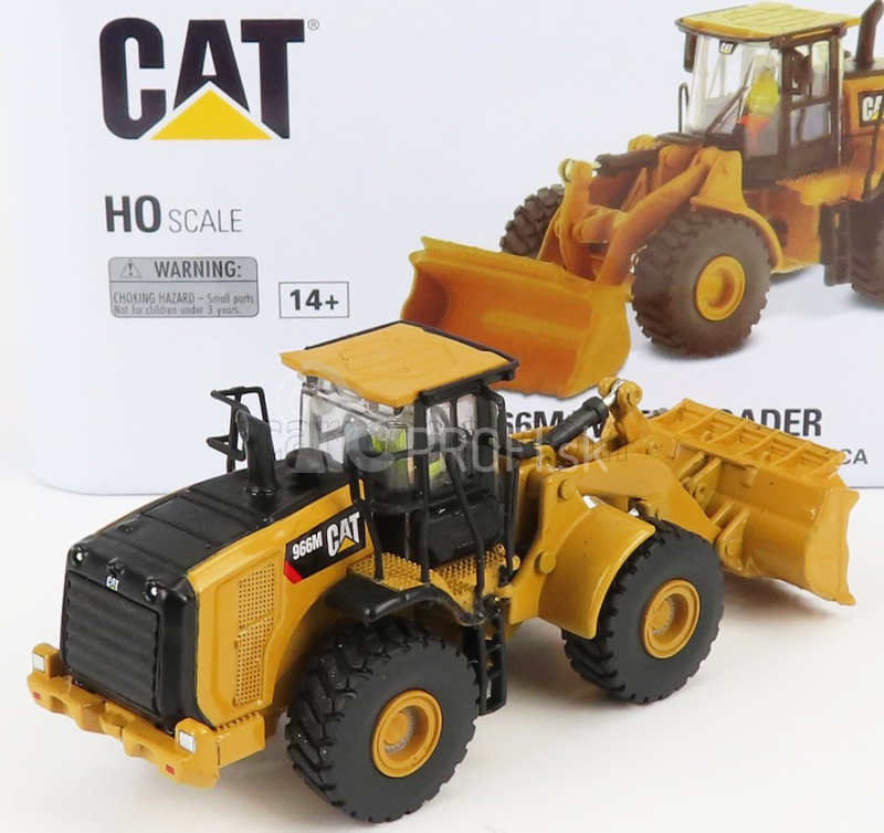 Dm-models Caterpillar Cat966m Ruspa Gommata - škrabací traktor - kolesový nakladač 1:87 žltá čierna