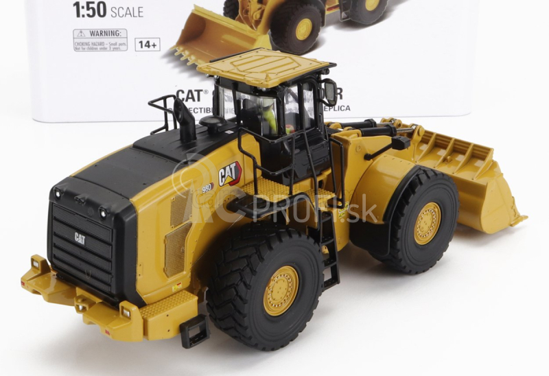 Dm-models Caterpillar Cat980 Ruspa Gommata - škrabací traktor - kolesový nakladač 1:50 žltá čierna