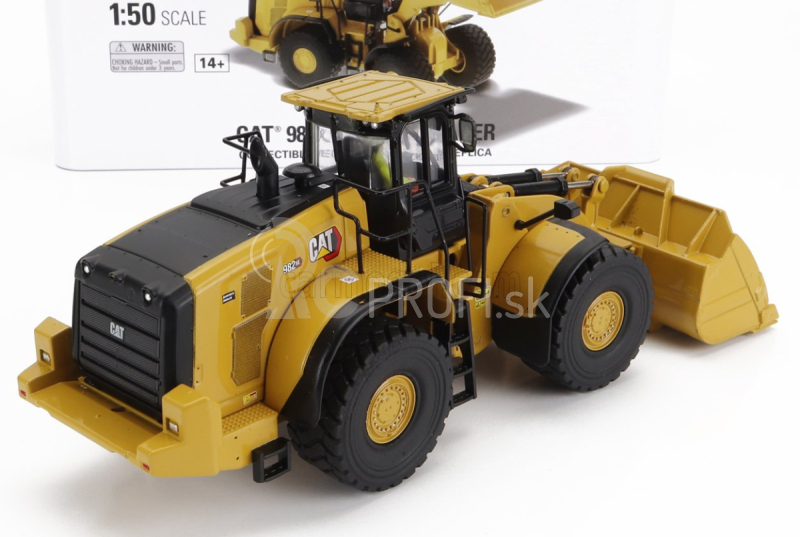 Dm-models Caterpillar Cat982xe Ruspa Gommata - škrabací traktor - kolesový nakladač 1:50 žltá čierna