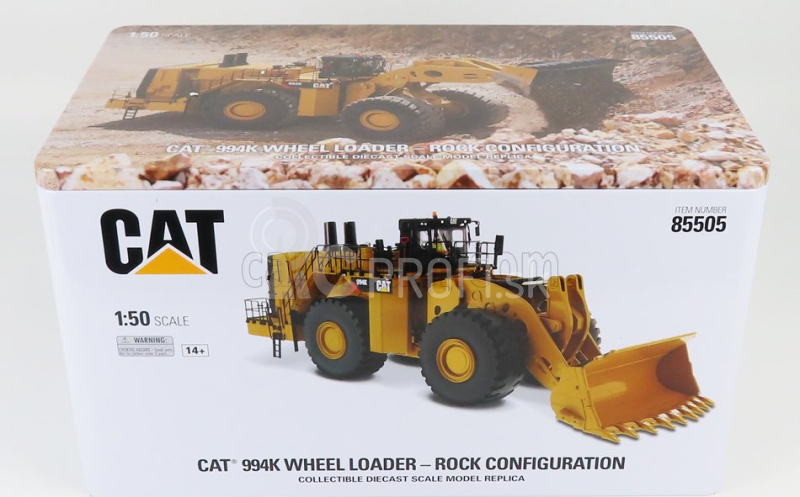 Dm-models Caterpillar Cat994k Ruspa Gommata - škrabací traktor - kolesový nakladač - konfigurácia Rock 1:50 žltá čierna