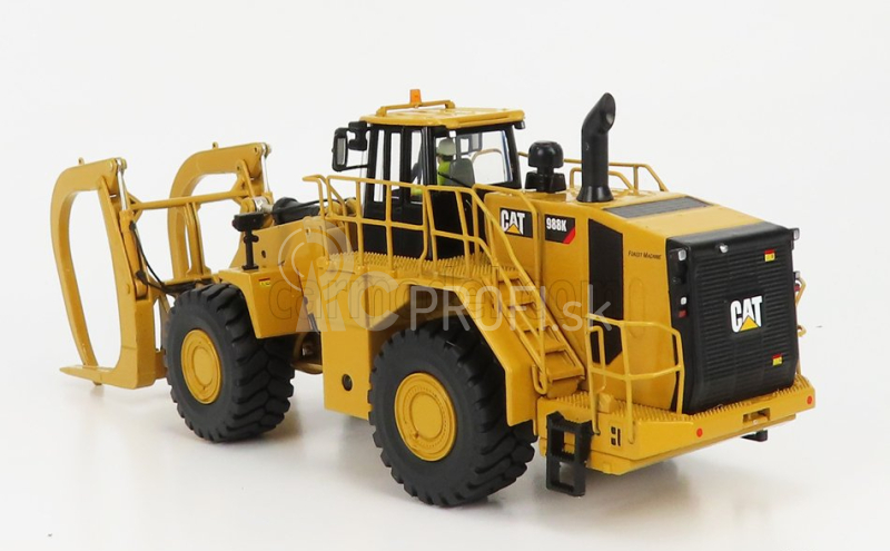 Dm-models Caterpillar Cat994k Ruspa Gommata - škrabací traktor kolesový nakladač s drapákom na kmene 1:50 žltá čierna