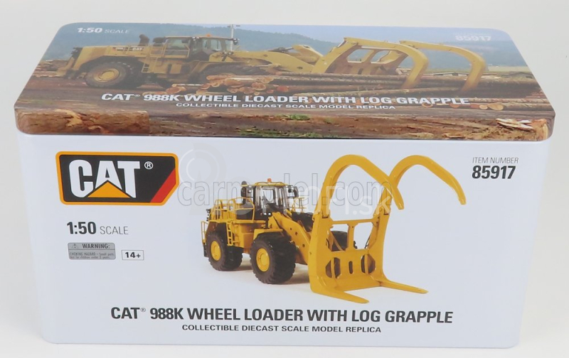 Dm-models Caterpillar Cat994k Ruspa Gommata - škrabací traktor kolesový nakladač s drapákom na kmene 1:50 žltá čierna