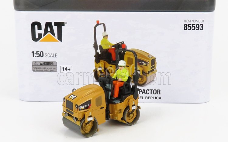 Dm-models Caterpillar Catcb2.7 Rullo Vibrante Monotamburo - Schiacciasassi - Drvič kameňa Roll - Utility Compactor 1:50 Yellow Black