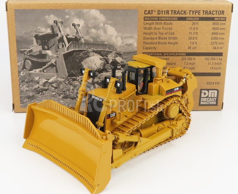 Dm-models Caterpillar Catd11r Dozer Ruspa Cingolata - škrabací traktor 1:50 žltá čierna