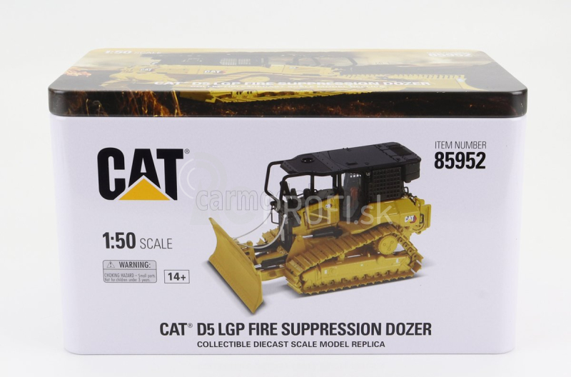 Dm-models Caterpillar Catd5 Lgp protipožiarny buldozér Ruspa Cingolata - škrabací traktor 1:50 žltá čierna