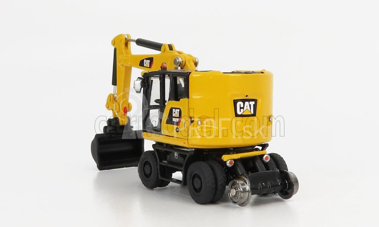 Dm-models Caterpillar Catm323f Escavatore Gommato Su Rotaie Ferroviarie - Hydraulický škrabák na traktor 1:87 Yellow Black