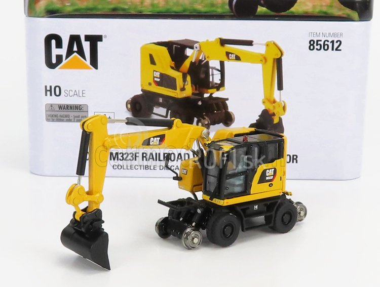 Dm-models Caterpillar Catm323f Escavatore Gommato Su Rotaie Ferroviarie - Hydraulický škrabák na traktor 1:87 Yellow Black