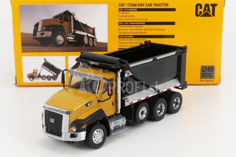 Dm-models Caterpillar Ct660 Cassone Ribaltabile 4-assi 2016 - sklápač 1:50 žltá čierna