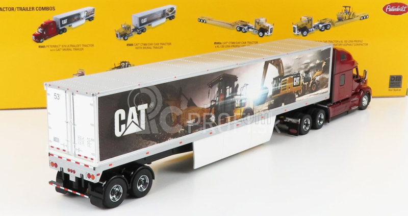 Dm-models Peterbilt 579 Truck With Cat Mural Trailer 2011 1:50 Red Met Silver