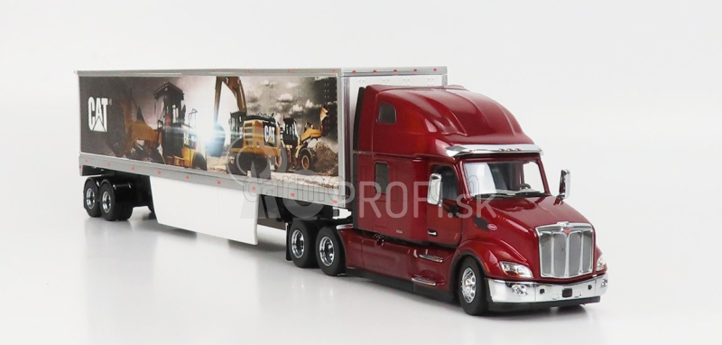 Dm-models Peterbilt 579 Truck With Cat Mural Trailer 2011 1:50 Red Met Silver