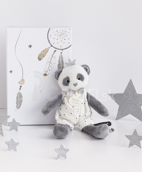 Doudou Darčeková sada - plyšová hračka panda s dekou 20 cm