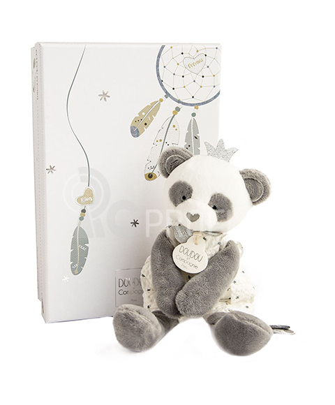 Doudou Darčeková sada - plyšová hračka panda s dekou 20 cm