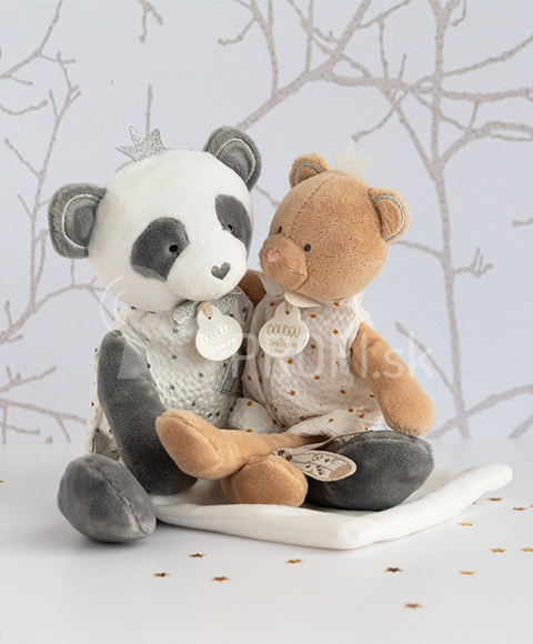 Doudou Gift - plyšová panda s dekou 28 cm