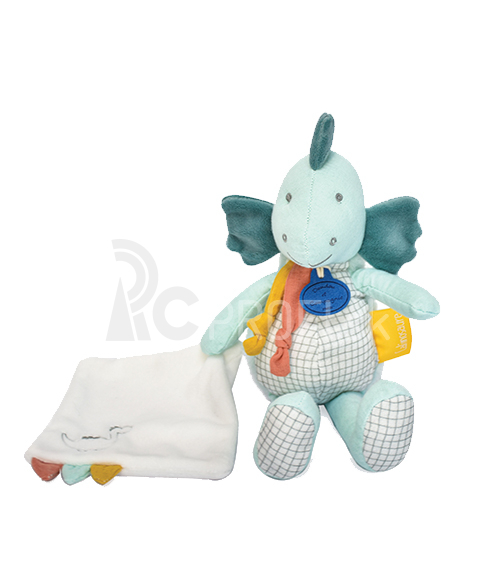 Doudou Plyšový dinosaurus s dekou 25 cm zelený