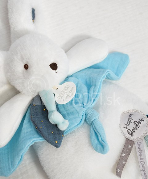 Doudou Plyšový králik s muchotrávkou 25 cm modrý