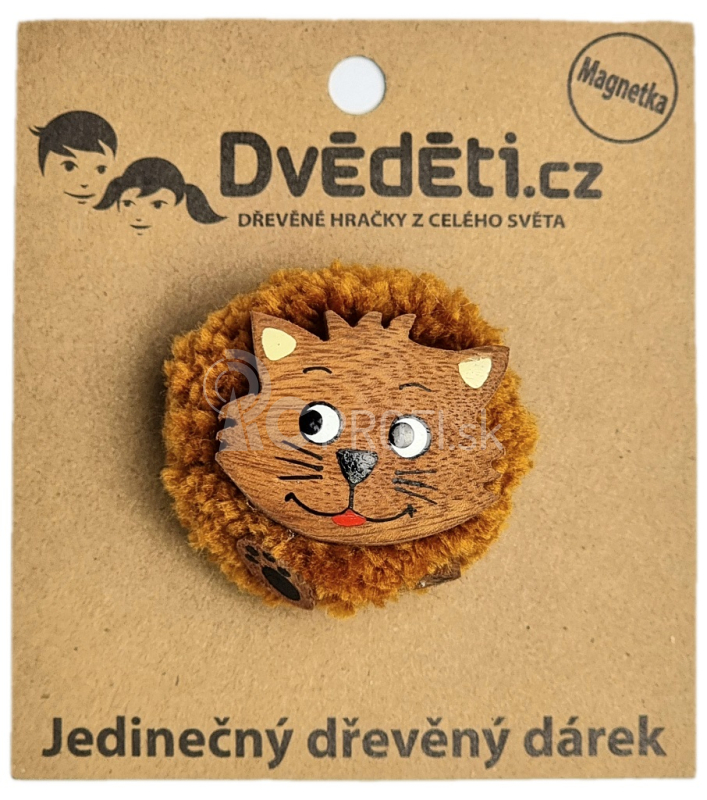 Drevený magnet Veľká mačka Pompom