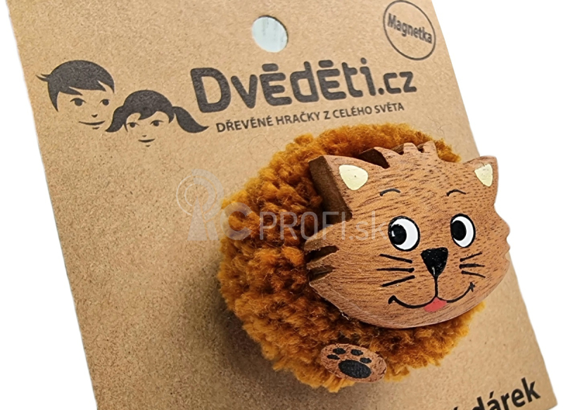 Drevený magnet Veľká mačka Pompom