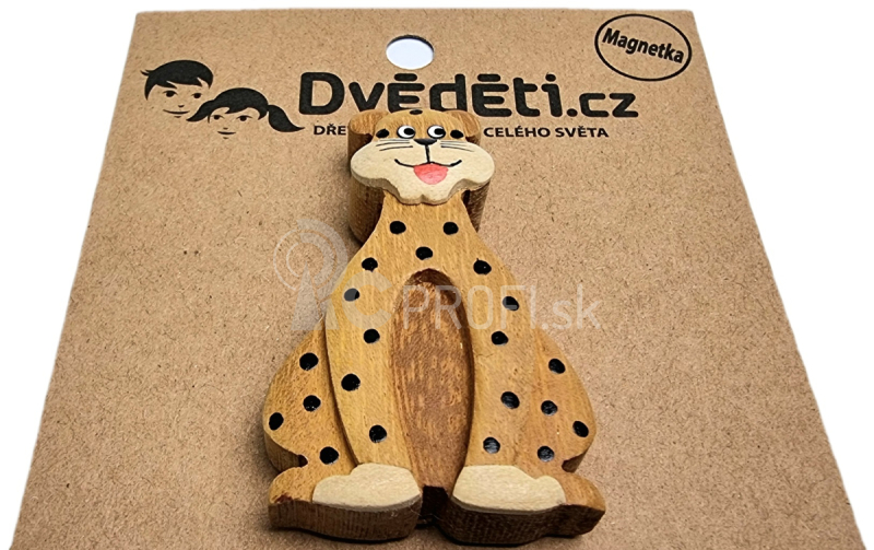 Drevený magnet veľký Leopard