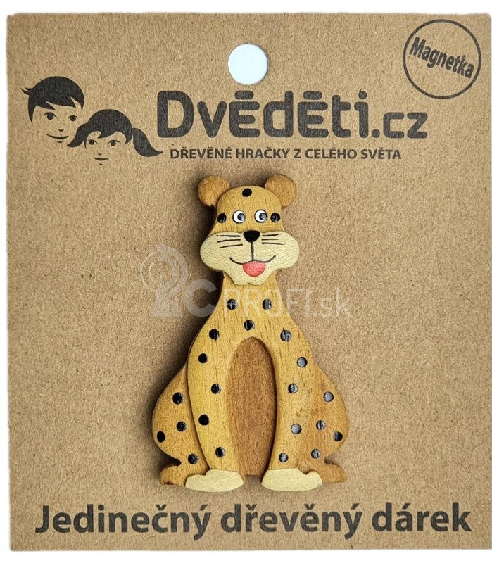 Drevený magnet veľký Leopard