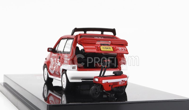 Drobné hračky Honda City Turbo Ii Coca-cola The Real Thing 1981 s Motocompo - Motocykel 1:64 Červená biela