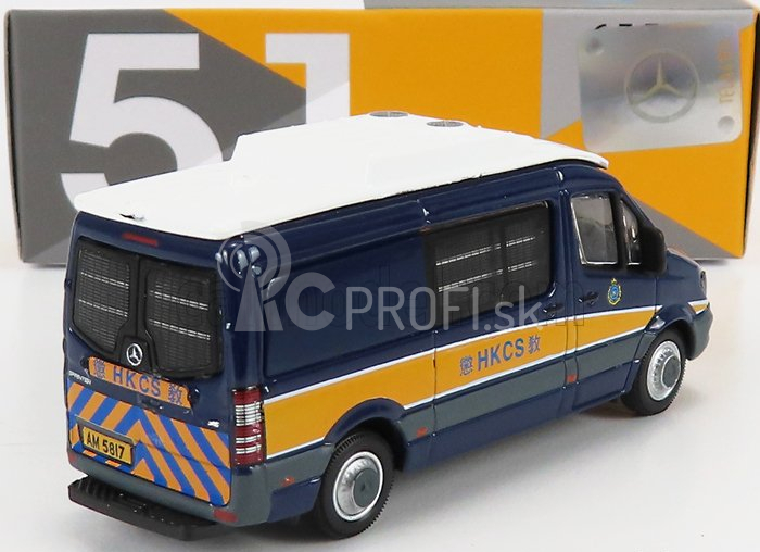 Drobné hračky Mercedes Benz Sprinter Van Transporter Hkcs Police 2018 1:76 Modrá žltá biela