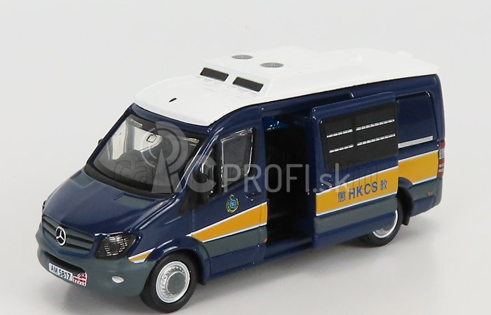 Drobné hračky Mercedes Benz Sprinter Van Transporter Hkcs Police 2018 1:76 Modrá žltá biela