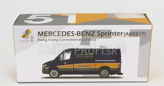 Drobné hračky Mercedes Benz Sprinter Van Transporter Hkcs Police 2018 1:76 Modrá žltá biela