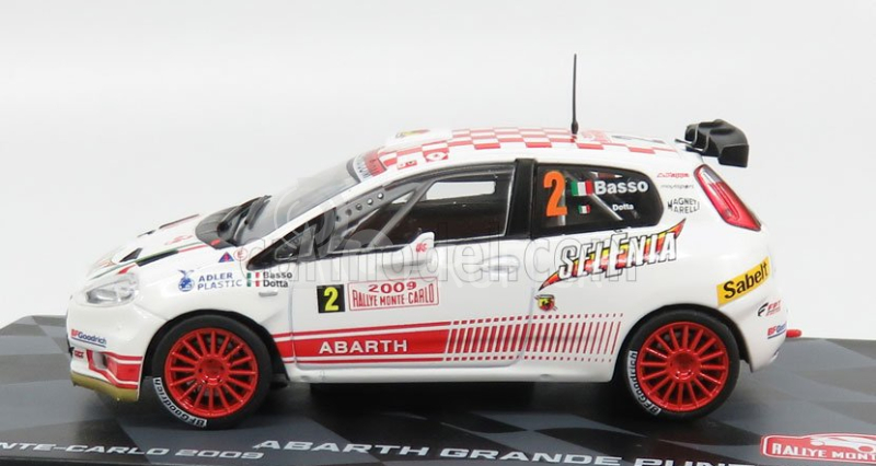 Edícia Fiat Grande Punto S2000 N 2 Rally Montecarlo 2009 G.basso - M.dotta 1:43 Biela červená