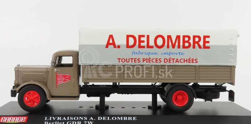 Edicola Berliet Gdr 7w Truck Telonato Livraisons A.delombre 1954 1:43 Brown Grey