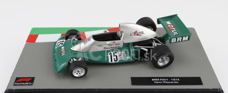 Edicola BRM F1 P201 N 15 Sezóna 1974 Henri Pescarolo 1:43 Zelená Strieborná