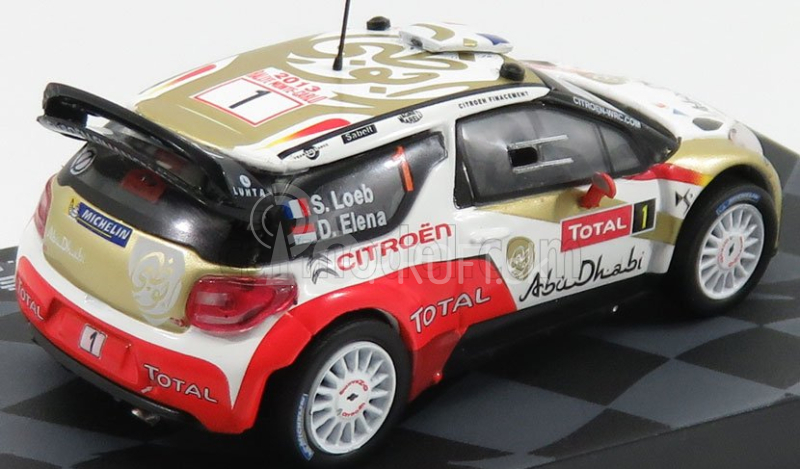 Edicola Citroen Ds3 Wrc Total Abu Dhabi N 1 Winner Rally Montecarlo 2013 S.loeb - D.elena 1:43 Red Gold White