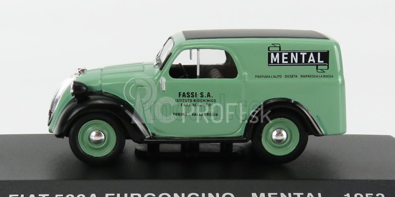 Edicola Fiat 500a Furgoncino Van Mental 1953 1:43 svetlozelená čierna