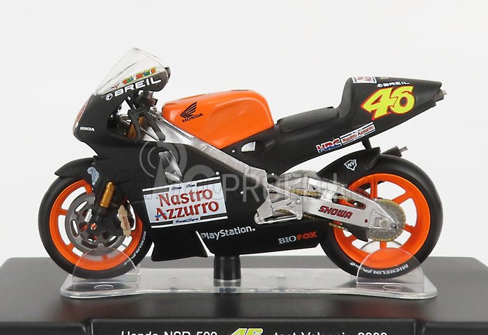 Edicola Honda Nsr500 Team Nastro Azzurro N 46 Test Valencia 2000 Valentino Rossi 1:18 Black Orange