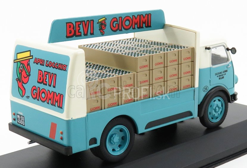 Edicola Om fiat Leoncino Truck Portabottiglie Giommi 1957 1:43 Light Blue Cream