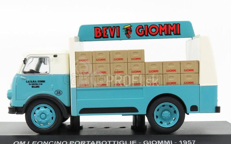 Edicola Om fiat Leoncino Truck Portabottiglie Giommi 1957 1:43 Light Blue Cream