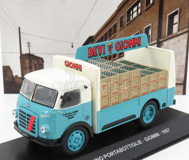 Edicola Om fiat Leoncino Truck Portabottiglie Giommi 1957 1:43 Light Blue Cream