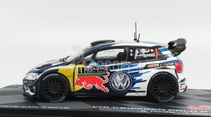 Edicola Volkswagen Polo Wrc Team Volkswagen Motorsport Red Bull N 1 Winner Rally Montecarlo Majster sveta 2016 S.ogier - J.ingrassia 1:43 Biela Modrá