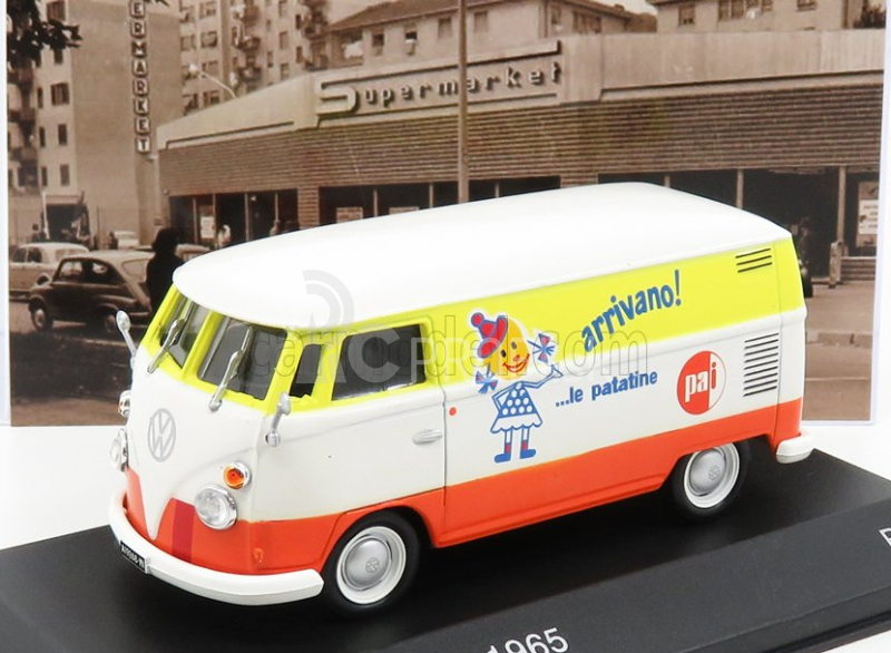 Edicola Volkswagen T1 C Van - Pai - Arrivano Le Patatine 1965 1:43 Biela oranžová žltá