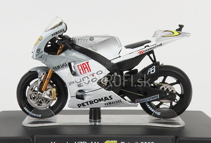 Edicola Yamaha Yzr M1 N 46 Majster sveta Estoril Motogp 2009 Valentino Rossi 1:18 bielo strieborná