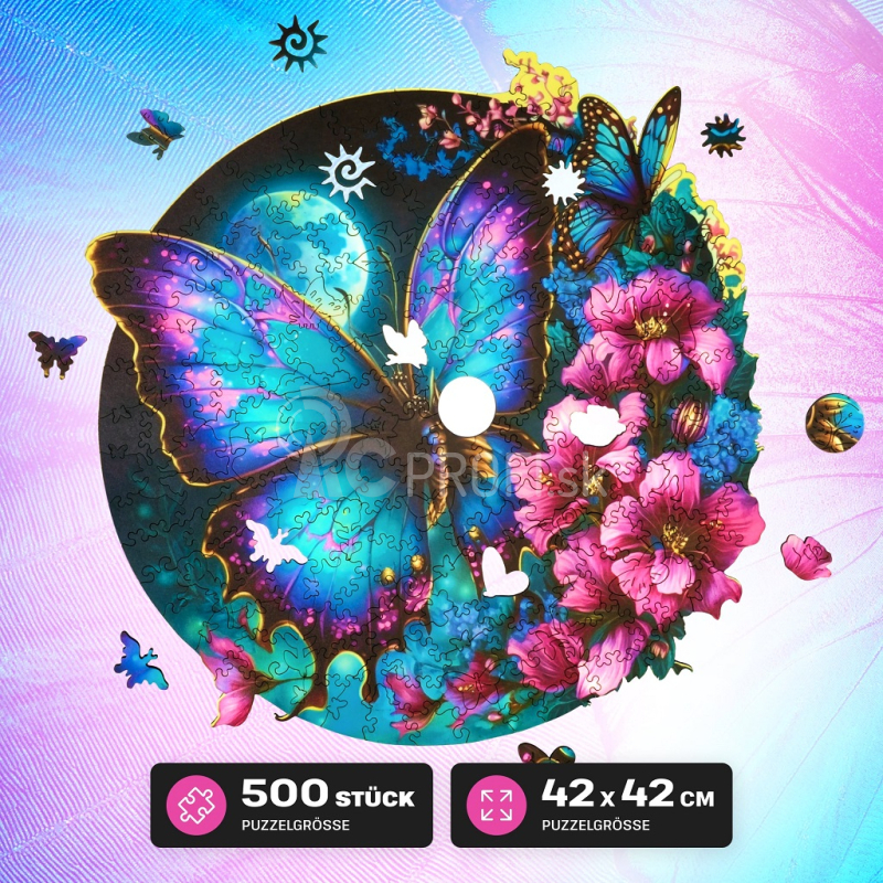 EscapeWelt Drevené svietiace puzzle Butterfly 500 dielikov