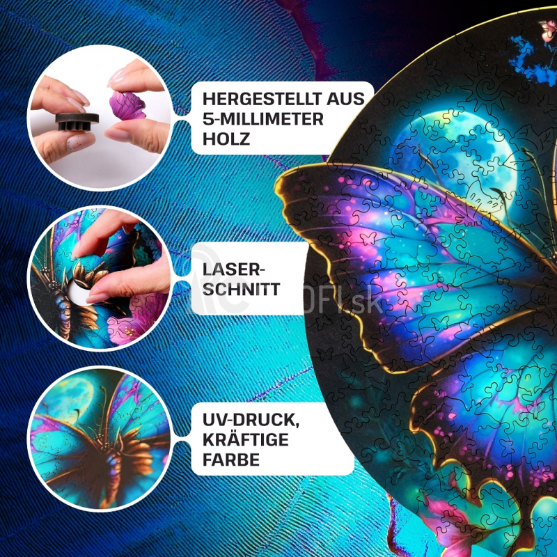 EscapeWelt Drevené svietiace puzzle Butterfly 500 dielikov