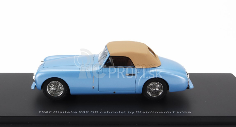 Esval model Cisitalia 202 Sc Stabilimenti Farina Cabriolet Closed 1947 1:43 Light Blue Cream