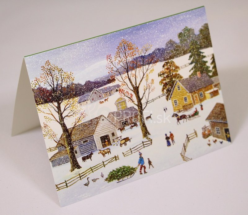 Galison Folk Art Christmas Deluxe Notecard Collection 24 ks