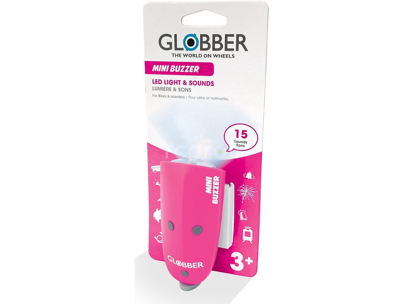 Globber – Mini Buzzer svetlo so zvončekom Deep Pink