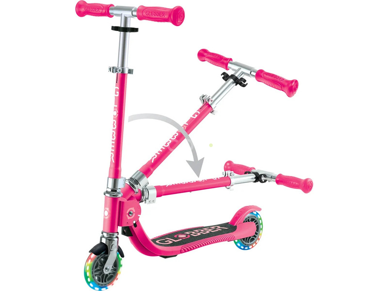 Globber - Scooter Junior Flow Lights skladací Fuchsia